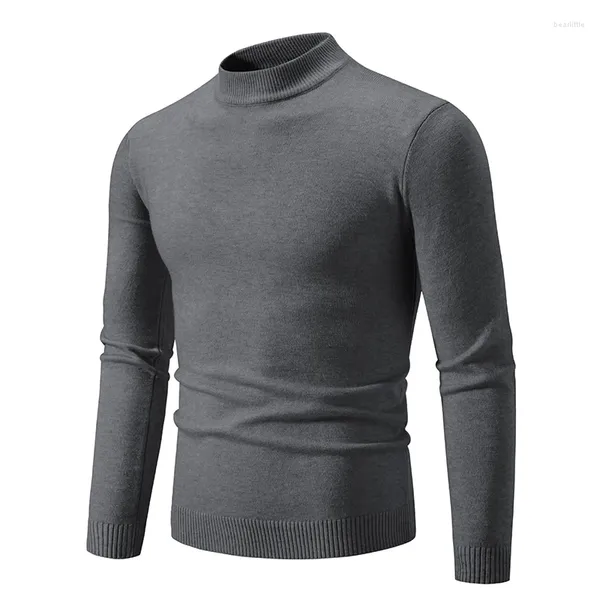 Herrenpullover Frühling Casual Pullover Mode Basic Solid Mock Neck Slim Fit Jumper Herbst gestrickt Bequeme Pullover Damen