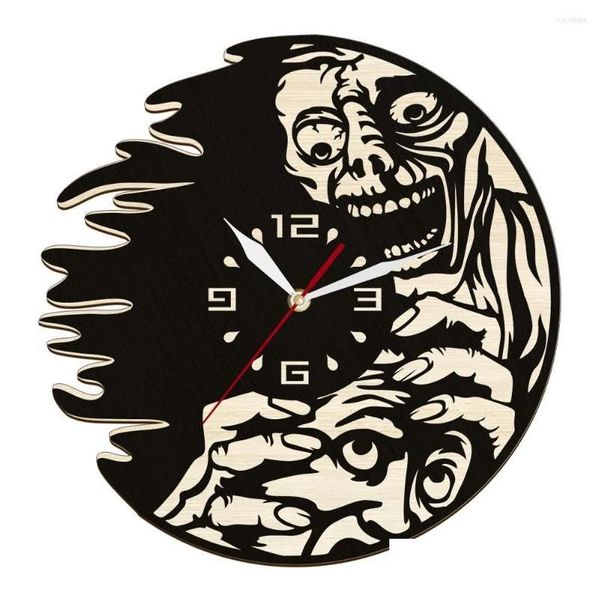 Hungry Zombie Laser Cut Holzuhr Horror Home Decor Uhren Halloween Monster P Kunstwerk Silent Sweep Watch Drop De DHS8C