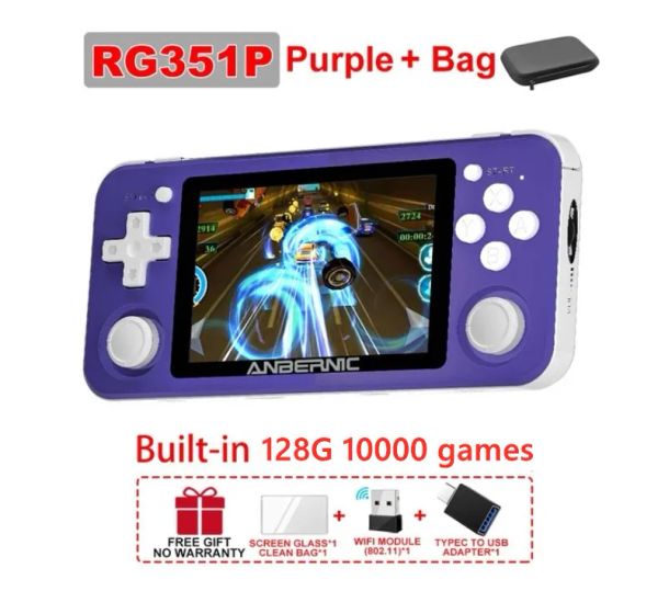 Giocatori ANBERNIC RG351P Console di gioco portatile RG351M IPS da 3,5 pollici 128G 10000+ PS1 GB FC PSP Giochi retrò Video Musica Pocket Player Box