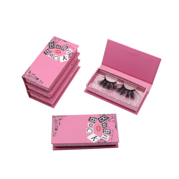 Ciglia Cute Pink Eyelash Packaging Logo personalizzato Lash Box All'ingrosso 5D 25mm Ciglia di visone Ciglia 3D con imballaggio Mean Girls Burn Book