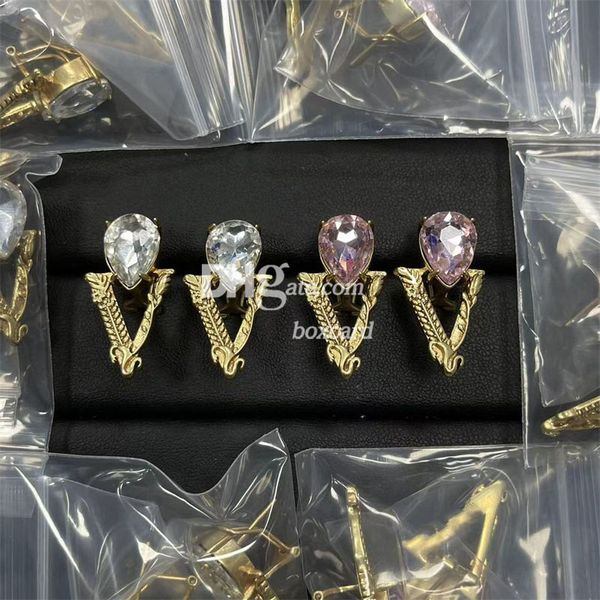 Vintage-Ohrringe mit Buchstabenmuster und Diamant, versilberte Retro-Ohrringe mit Geschenkbox