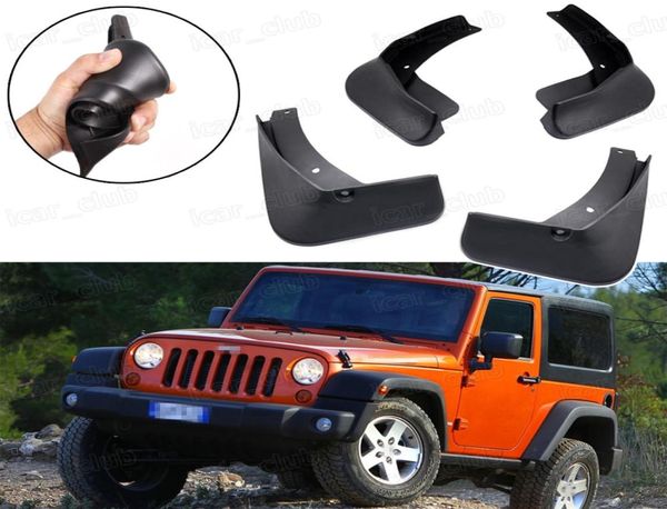 Novo 4 pçs carro mud flaps respingo guarda fender paralama preto apto para jeep wrangler 20072016 suv2352018