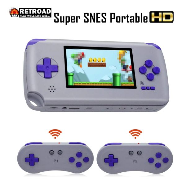 Jogadores HD Super SNES SNES portátil portátil Console de videogame Solt 4,3 polegh 2.4g Sistema de super entretenimento para gamepads sem fio