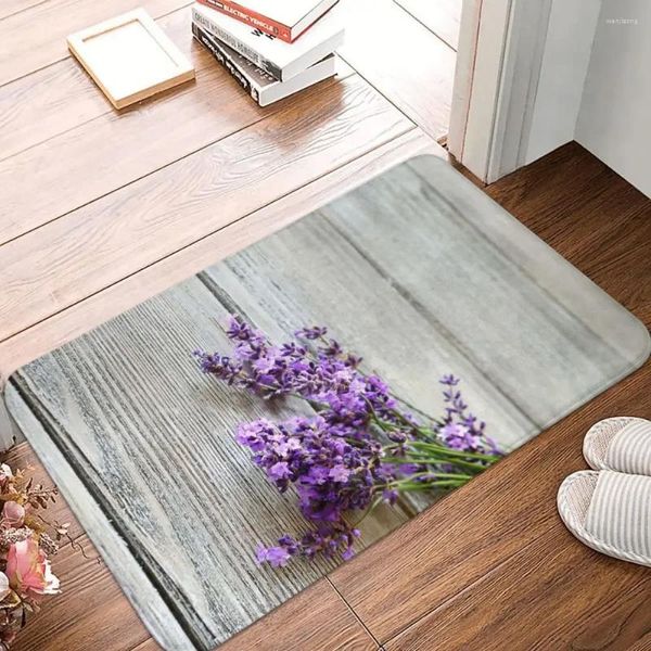 Tappeti Tappetini da cucina con stampa lavanda per tappetini da pavimento Zerbino Benvenuto Porta d'ingresso Bagno Personalizzato