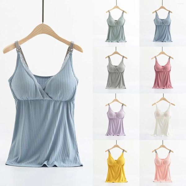 Damen Tanks Camisole Basisshirt Frühling und Herbst dünner Sommer (mit Brustpolster) Tanz 1x Tops Frauen Schlafen