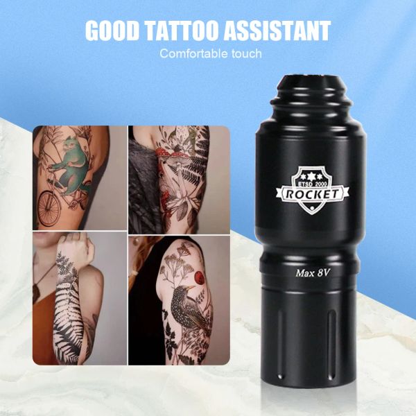 Guns Motor Gun Mini Rocket Rotary Tattoo Machine Short Penna RCA Interfaccia Rocket Battery Battery Fonte permanente Labbra Makeup Body Art Art