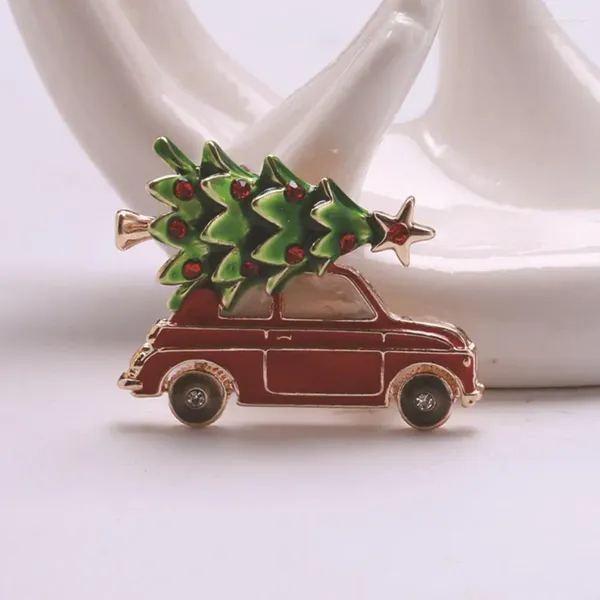Spille Creativo Albero di Natale a forma di auto Spilla Brillante Strass Intarsiato Smalto Pin Colori vivaci Vestiti Cappello Scialle Distintivo Accessori