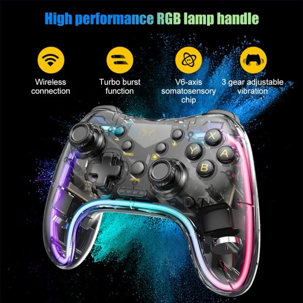 Gamepad Gamepad wireless per Nintendo Switch/Lite/Joystick OLED con giroscopio a 6 assi MFI/Giochi HID per IPhone/Android/PC