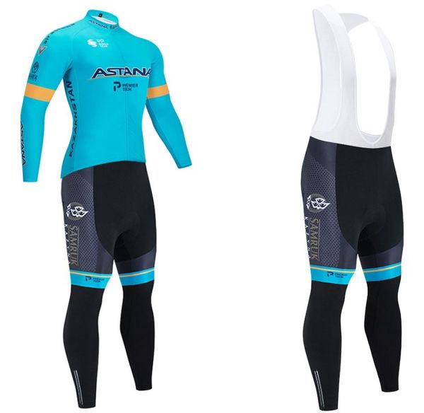 Maglia da ciclismo invernale 2020 Pro Team Astana Pile termico Abbigliamento da ciclismo MTB Maglia da bici Kit pantaloni con bretelle Ropa Ciclismo Inverno7443345