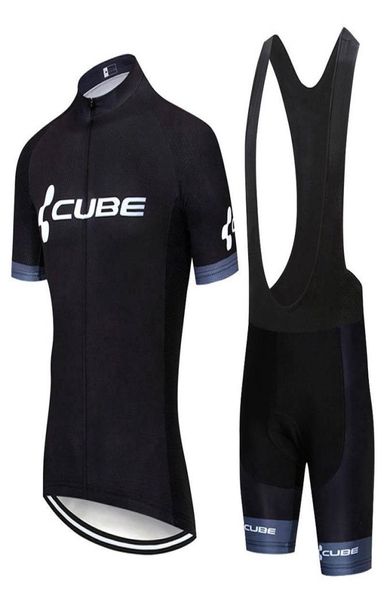 Новый мужской велосипедный трикотажный костюм Cube Team с коротким рукавом, велосипедная рубашка, шорты с нагрудником, комплект летних быстросохнущих велосипедных нарядов, спортивная форма Y20048015052