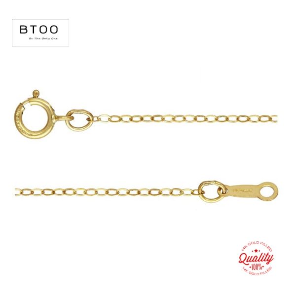Halsketten Echte 14K Gold gefüllte flache Kabelkette Halskette 1,3 mm Kettenhalskette Goldschmuck Minimalistischer Gold gefüllter Damenschmuck