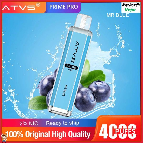 ATVS Crystal Prime Pro 4K PuffDisposable E Сигареты 4000 Puffs сетчатой катушкой катушки Vape 10 вкуса 2% испарителей Puff 4k одноразовые вейп -вейпы Puff 4000 Vaper