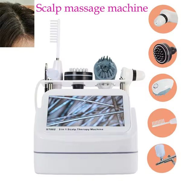 5-in-1 Kopfhaut-Massagegerät, Kopfhaut-Therapie, Kopfmassagegerät, Haarfollikel-Erkennungsanalysator, Verwendung im Spa-Salon