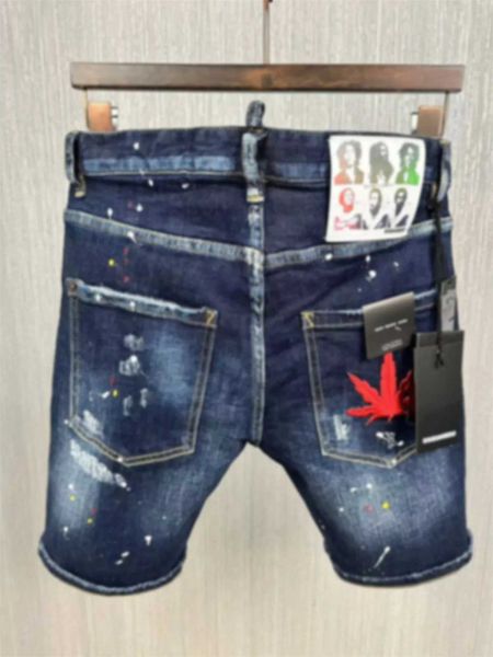 Shorts masculinos primavera/verão novo d2 jeans shorts moda corte 3d limpeza buraco remendo elástico split shorts j240219
