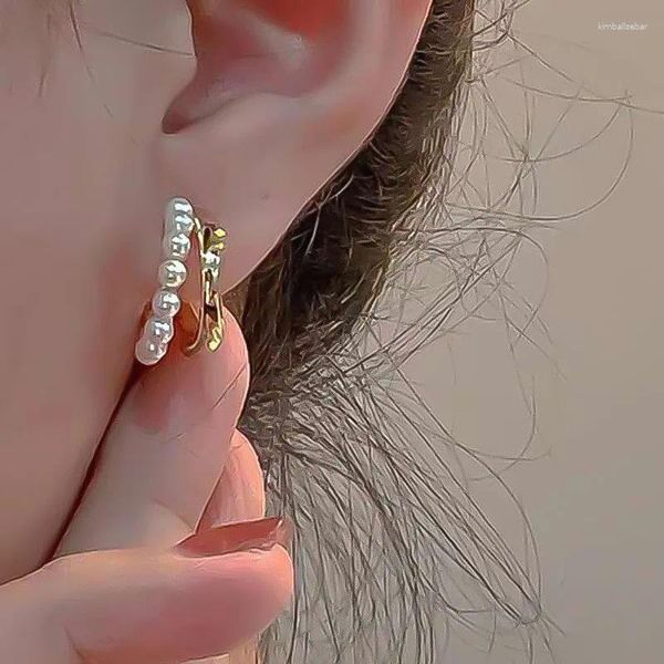 Ohrstecker 2024 Elegante Metall Herzförmige Rückseite Hängende Perle Koreanische Modeschmuck Für Frau Mädchen Zubehör Großhandel