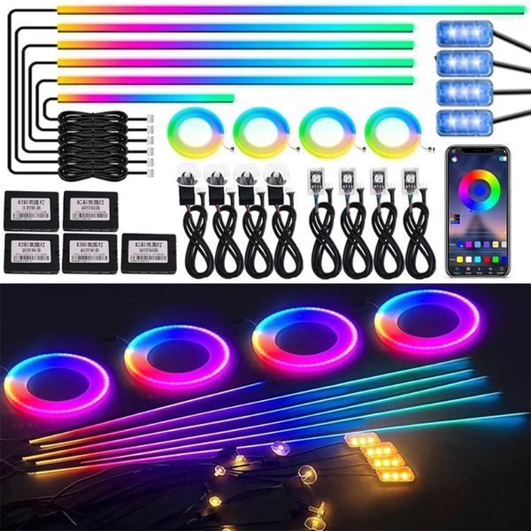 Accessori 18 Interni in 1 Luce ambientale a LED arcobaleno sinfonia universale per auto a full streamer a colori rgb lampada atmosfera acrilica