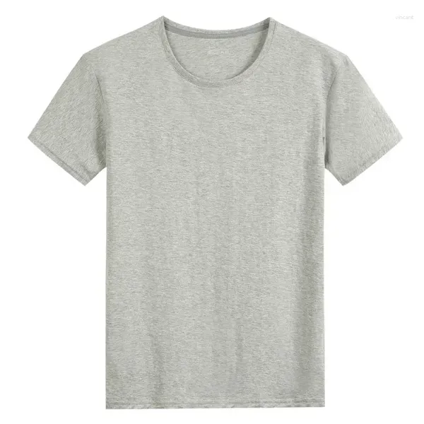 Мужские костюмы A2284, летняя хлопковая футболка, однотонная мягкая на ощупь ткань, базовые топы, футболки, повседневная мужская одежда, мода