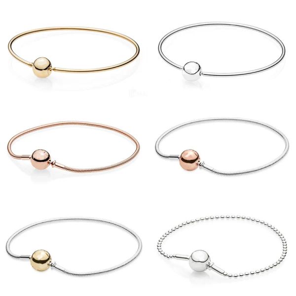 Bangles Rose Gold Ball Claps Essence Collection Beadered Bracelet Fit Smake Chain Fashion Bracelet Brangle 925 Серебряный серебряный шарм