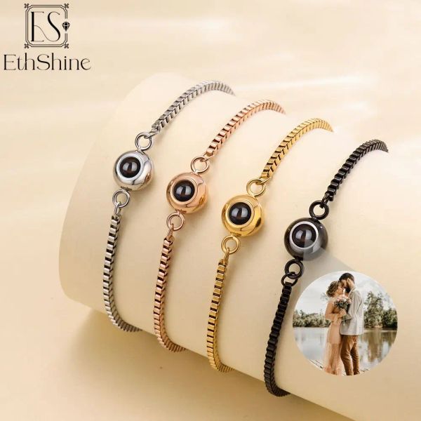 Strands Ethhineshine personalizada pulverigem de foto de foto personalizada Bracelete personalizada Pulseiras de projeção Bracelets Memorial Jewelry Presente para mulheres