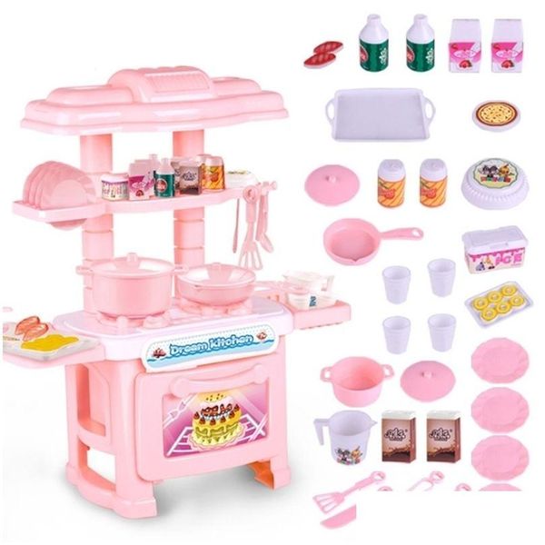 Cucine Gioca con il cibo Colore rosa o blu 1 pz / set Cucina in miniatura per bambini in plastica Finta cucina Set di giocattoli per ragazza Gioco regalo D2 Lj201 Dhevf