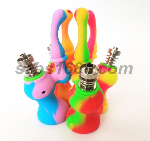 Bong Dab Rig Bubbler Silikonpfeifen Shisha Wasserpfeifen Silikonbongs Heady Mini Pipe Wax Oil Rigs Shisha Becherpfeifen mit Oberteil ti8653618