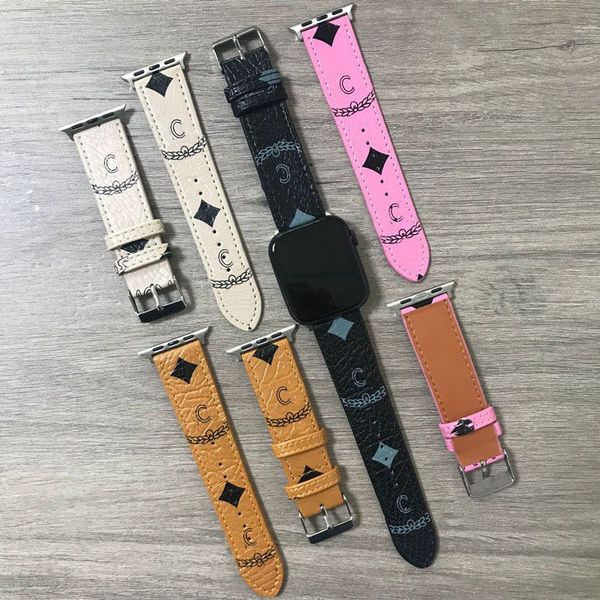 Geeignet für Applewatch S8 7 6 5 Armband Retro 38 40 41 42 mm Universal austauschbares Armband Designer Leder bedruckt 44 45 mm Damen Herren Unisex Uhrenarmband