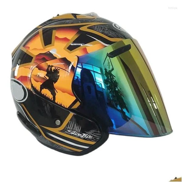 Caschi moto Golden Bodyguard Mezzo casco da donna e da uomo con visiera protettiva Testa ingranaggi Capacete Drop Delivery Automobili Motore Ote6Q