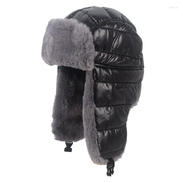 Berets Inverno Bomber Hat para Homens Mulheres 2024 Outono Faux Fur Pilot Ushanka Earflap Snow Caps Trapper