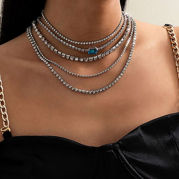 Ding Yi Hot Selling Diamantbesetzte Hip-Hop Trend Single Drainage Diamond Alloy Halskette Ins Hot Search Schmuck Bling Halskette