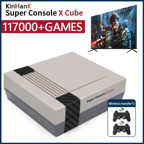 Consoles Retro Video Game Console Super Console X Cube para MAME / DC / Arcade HD Kids Gift Emulator WIFI Caixa de jogo portátil com 117000 + jogos