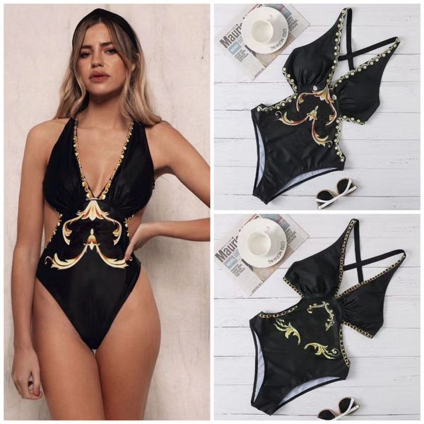 Moda vendita calda bikini donna top vita alta costume da bagno bikini stampato geometrico costume intero vacanza estiva abbigliamento da spiaggia body bikini sexy taglia S-xl