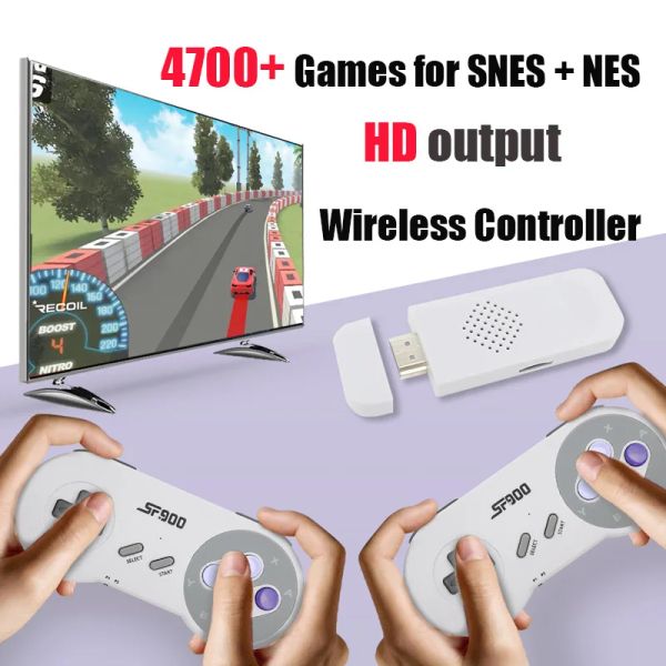 Consoles SF900 Consola para Super Nintendo 16 Bit Game Stick 4700 Jogos Retro HD Consoles de videogame para NES SNES Controlador sem fio