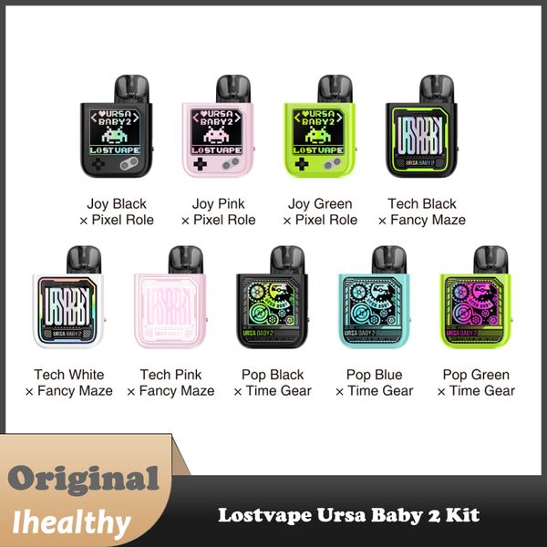 Kit vape ursa baby 2 pod perdido, bateria de 22w embutida de 900mah, adequada para todos os cartuchos ursa pod, capacidade de 2,5ml, sistema de recarga lateral fácil