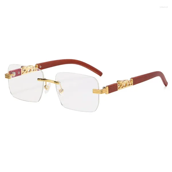 Sonnenbrille Kleine Rechteck Randlose Männer 2024 Rahmenlose Leopard Sonnenbrille Für Frauen Vintage Quadratische Brillen Shades