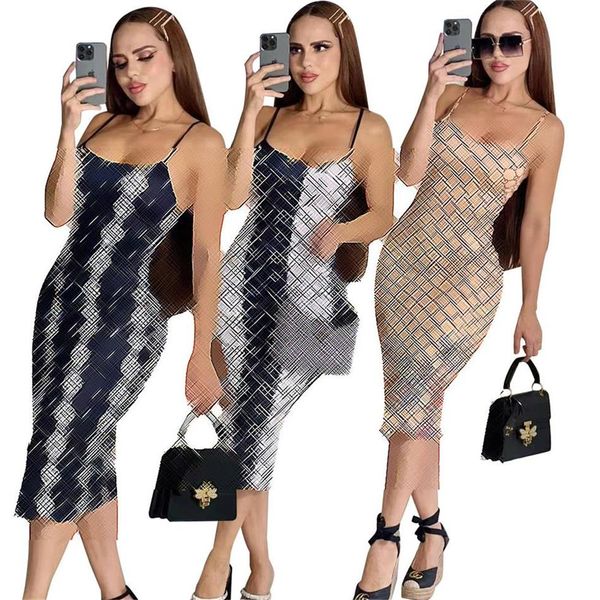 Vestido feminino Designer de moda de luxo Sling Split Dress Sexy Dress