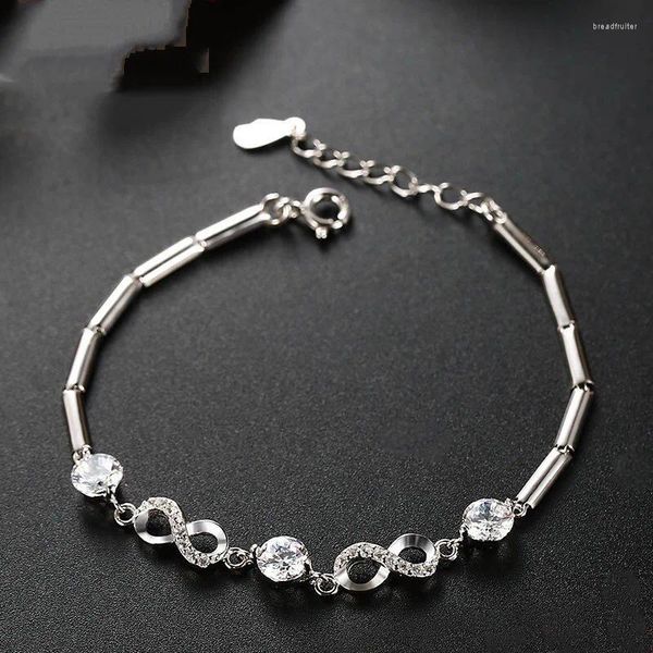 Braccialetti con ciondoli MENGYI 925925 Zircone bianco alla moda e squisito per le donne Ragazza di lusso a forma di 8 gioielli regalo di festa di compleanno