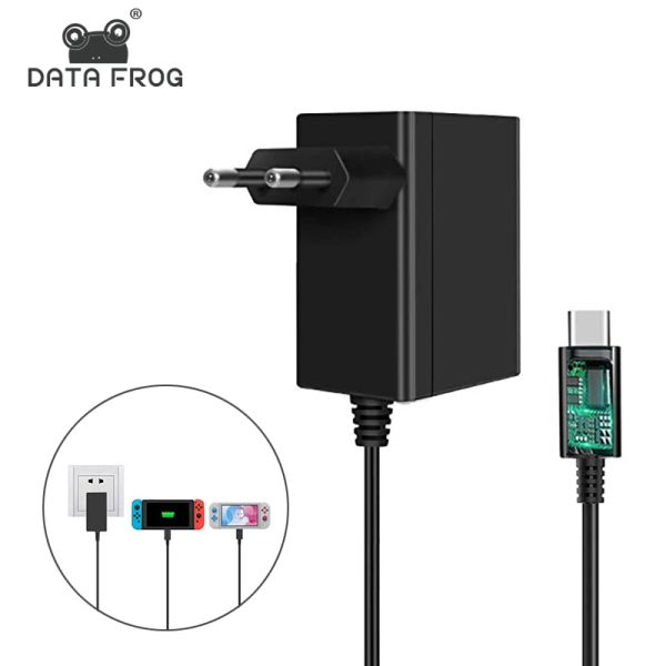 Shavers Data Frog UE/US Plug CA Adaptador carregador para Nintendo Switch Charger de viagem para o console de jogo NS Charagem de USB tipo C Fonte de alimentação