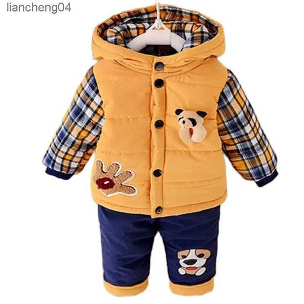 Conjuntos de roupas 2021 inverno outono crianças engrossar conjuntos bebê meninos mais veludo hoddies casaco + calças duas peças terno de algodão crianças crianças roupas