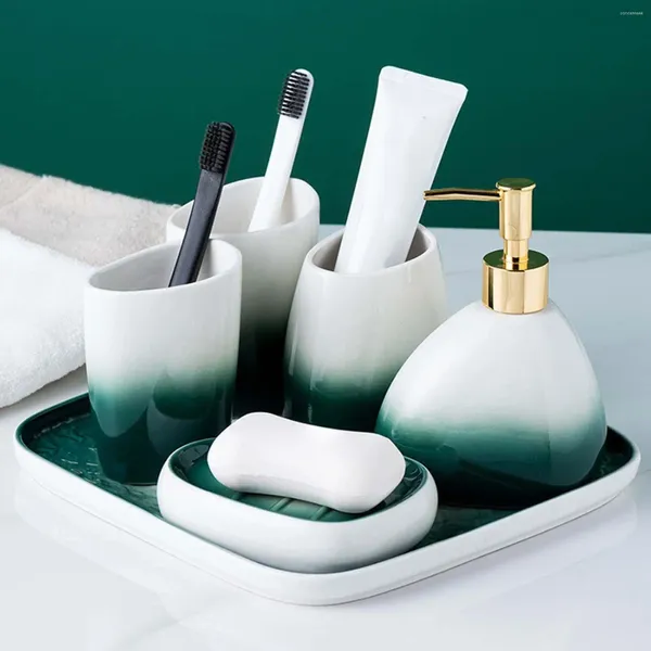 Bad-Zubehör-Set, 5 x moderne Badezimmer-Accessoires, Seifenschale, Lotion-Flasche, Dekor für