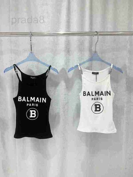 Damen-T-Shirts, Luxus-Designer-Sommer-24-Frauen-Tops, T-Shirts, Crop-Top, Stickerei, sexy schulterfreies schwarzes Tank-Top, lässiges, ärmelloses, rückenfreies Top, einfarbige Weste