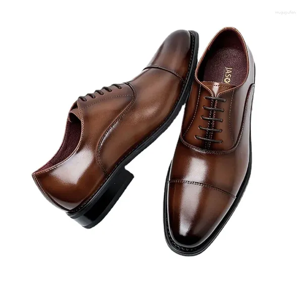 Sapatos de vestido homens negócios de couro formal apontou toe lowtop antiderrapante cor sólida casual estilo britânico oxford