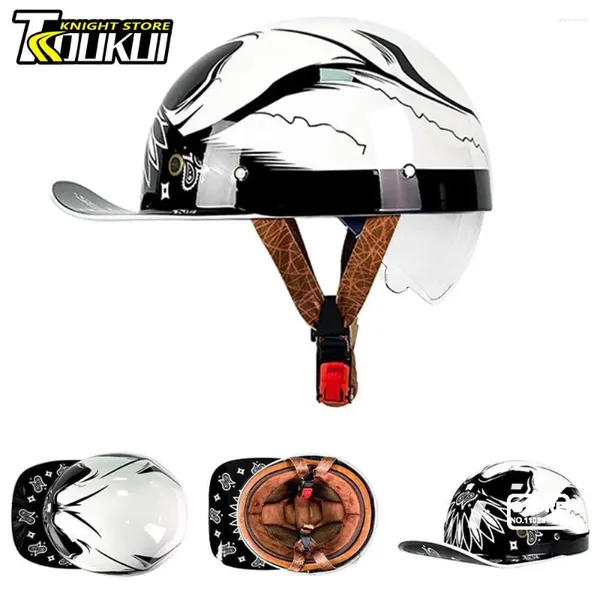 Capacetes de motocicleta Retro Capacete Moto Scooter Ciclismo Homens Mulheres Casco Moto Metade Face Boné de Beisebol ABS Material