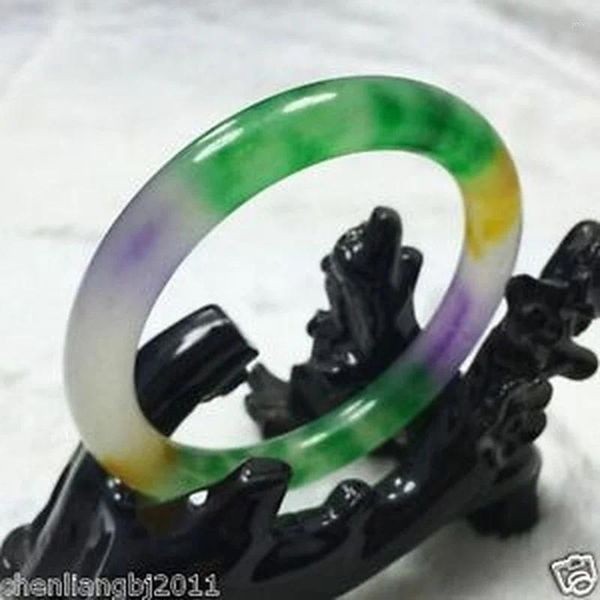 Bileklik Çin Doğal Güzel Lavanta Yeşil Nephrite Jade Bilezik 60mm