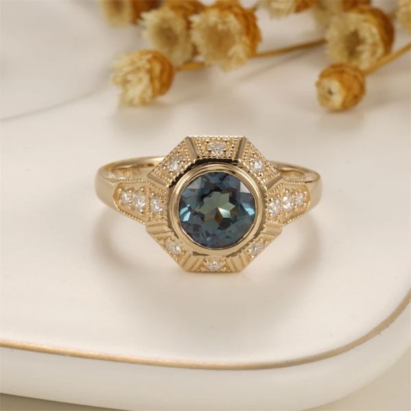 Кольца CxsJeremy Solid, желтое золото 14 карат, 585 пробы, антикварное круглой огранки, 1 карат, лабораторное александритовое обручальное кольцо, филигранное обручальное кольцо для женщин, подарки