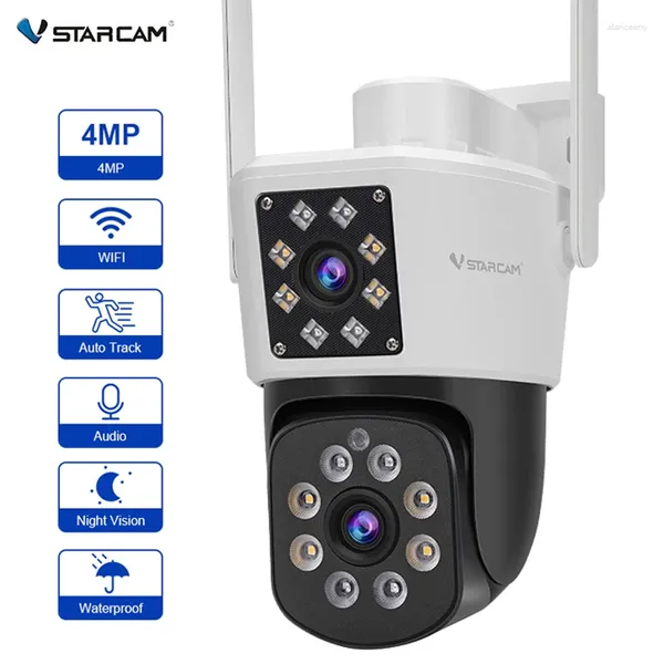 VStarcam Outdoor-WLAN-Kamera, 4 MP, HD, Dual-Objektiv, Dual-Bildschirme, PTZ, automatische Verfolgung, wasserdichte Sicherheits-Videoüberwachung