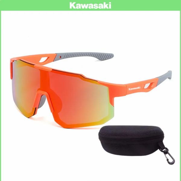 Óculos de sol da moda masculina e feminina do novo estilo da Kawasaki, óculos de equitação, óculos de sol para esportes ao ar livre