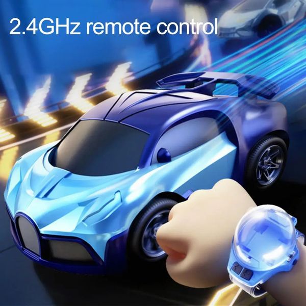 2.4g crianças mini relógio de controle remoto carro brinquedo novo rc carro brinquedo dos desenhos animados portátil carregamento usb relógio crianças presente aniversário 240221