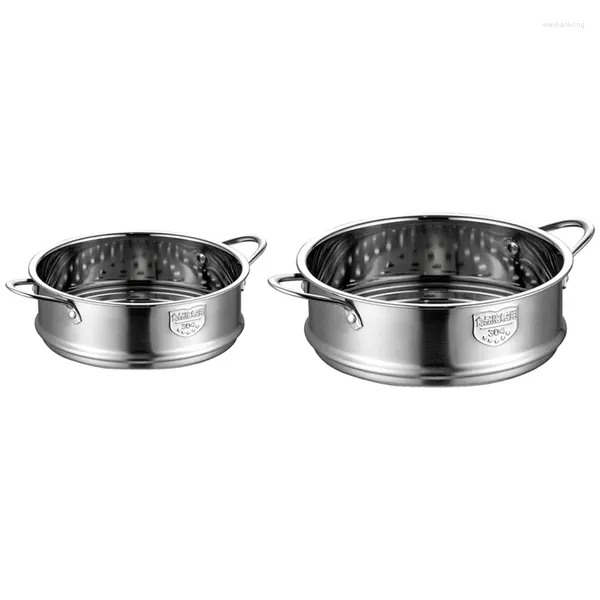 Caldeiras duplas 2x 20cm/16cm espessamento rack de vapor de alimentos vapor de aço inoxidável com orelha para panela de sopa leite ferramentas de cozinha