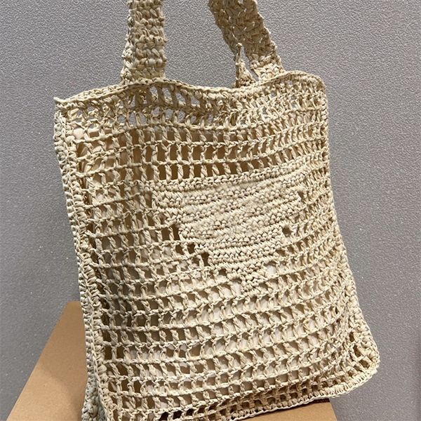 Mulher palha sacos de ombro designers sacola bolsas de crochê oco para fora verão luz praia sacos novo