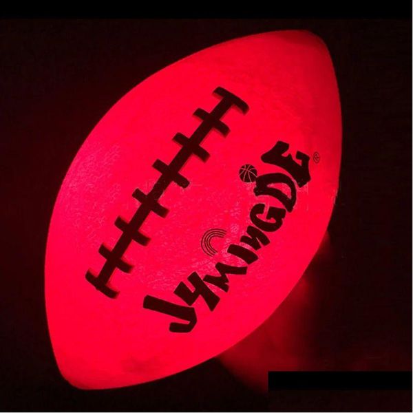 Bolas iluminam bola de futebol americano LED tamanho 6 brilham no escuro rugby noite jogo brilhante treinamento para crianças juventude 231011 gota entrega dhwuy